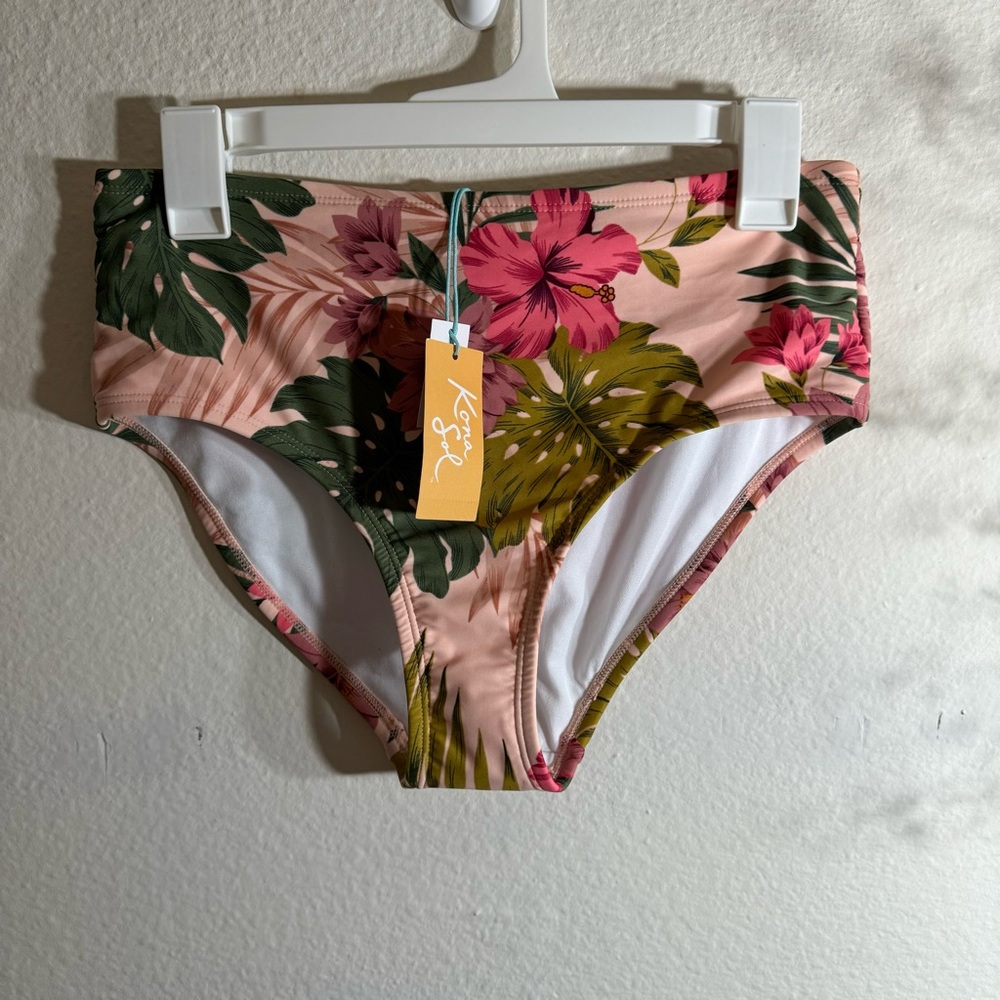 Kona Sol Women’s Tropical Floral Bikini Bottom – Size Medium – NWT